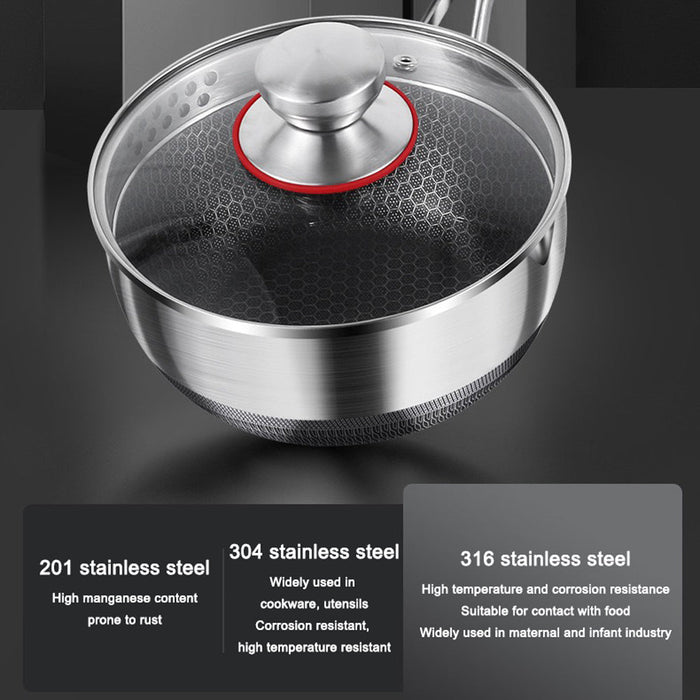 Danoz Kitchen 🧑‍🍳🥘 Premium 316 Stainless Steel Non-Stick 22cm Milk Pot with Double-Sided Honeycomb Design Incl. Delivery