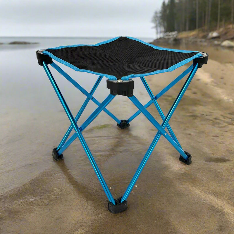 Danoz Direct - Mini Portable Outdoor Folding Stool Camping Fishing Picnic Chair Seat 80kg Blue