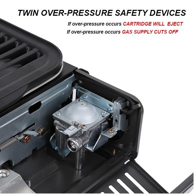 Danoz Direct - Portable Gas BBQ Stove with PRO Grill Plate Outdoor Barbecue Cooking Burner Kit Butane Camping