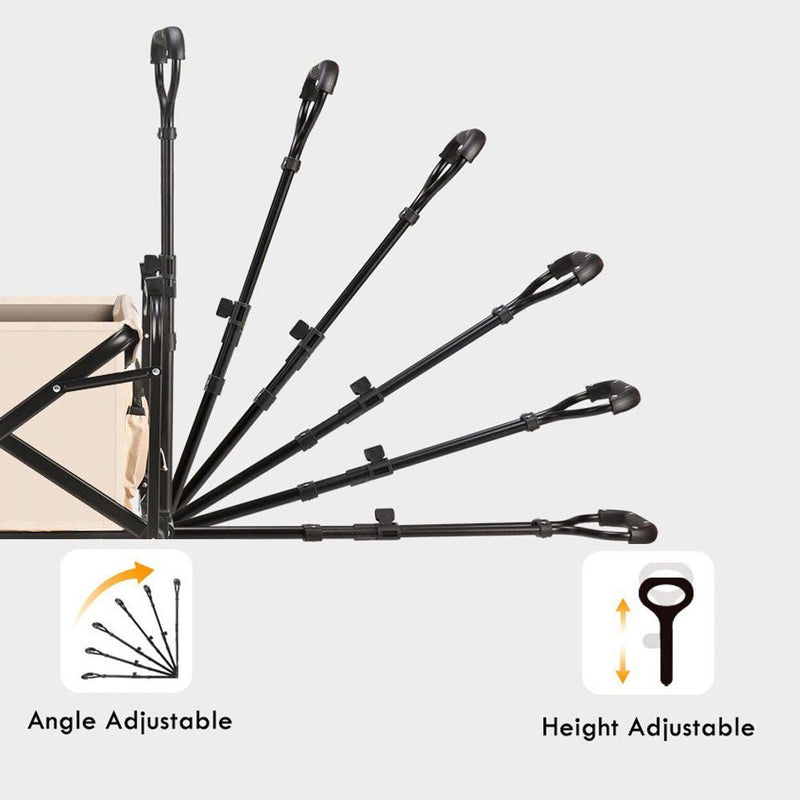 Danoz Garden  👨‍🌾 5 Inch Wheel Beige Folding Beach Wagon Cart Trolley Garden Outdoor Picnic Camping Sports Market Collapsible Shop