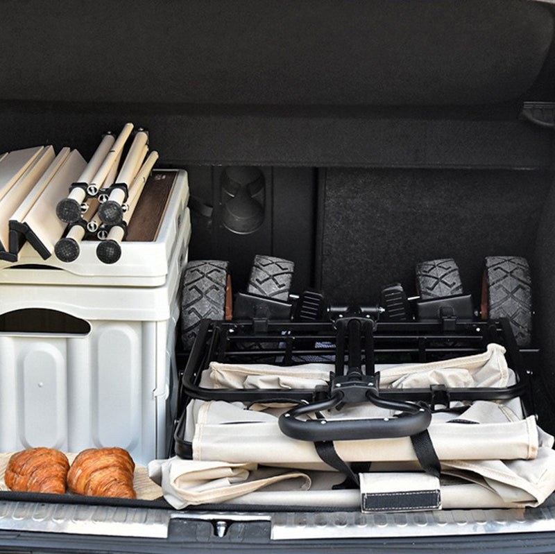 Danoz Direct - 5 Inch Wheel Black Folding Beach Wagon Cart Trolley Garden Outdoor Picnic Camping Sports Market Collapsible Shop