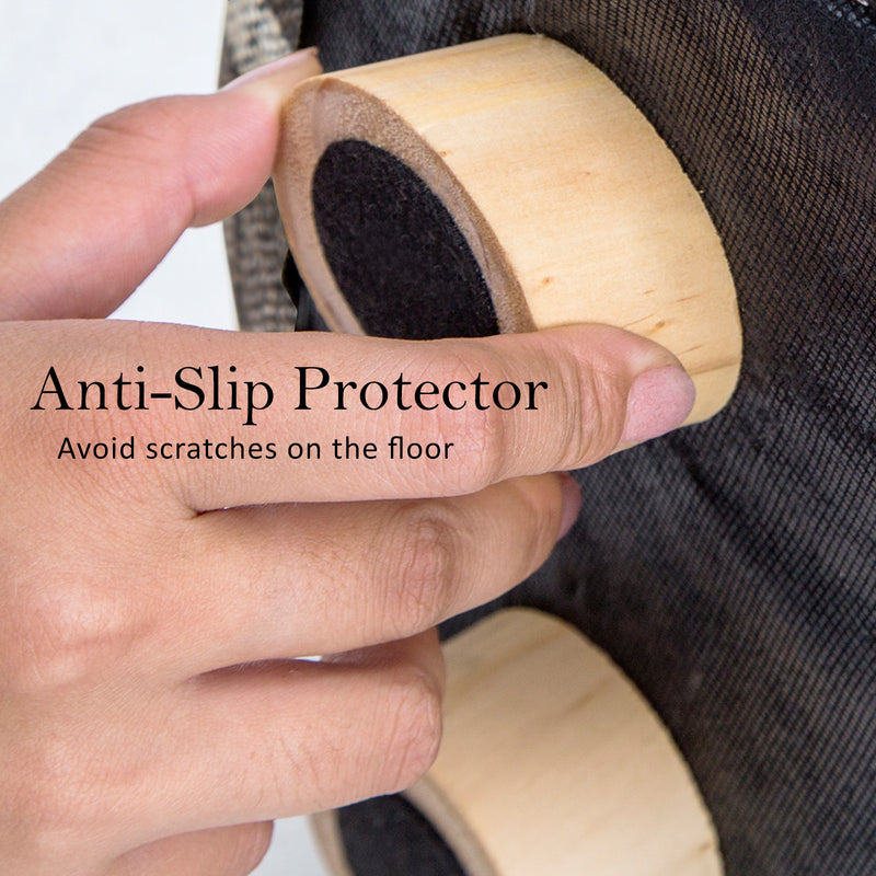 Danoz Furniture - Fabric Ottoman Round Wooden Leg Foot Stool - LATTICE