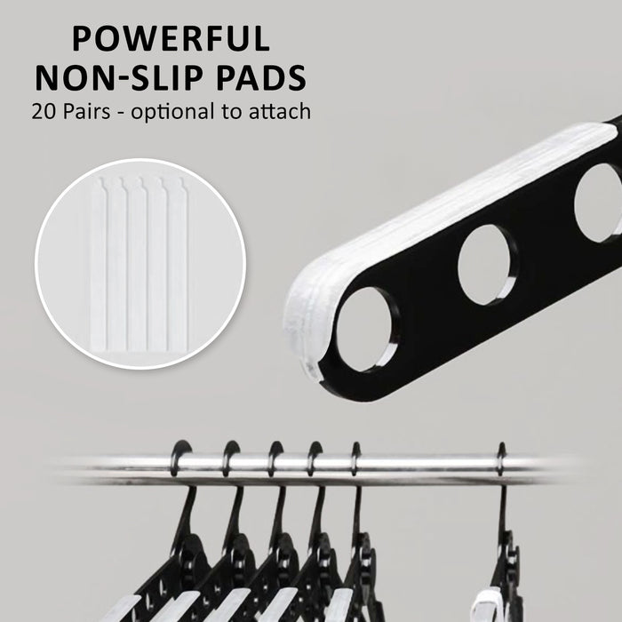 Danoz Home - 50X Plus Hanger Multiple Clothes Rack Organizer Foldable 10 Holes BLACK