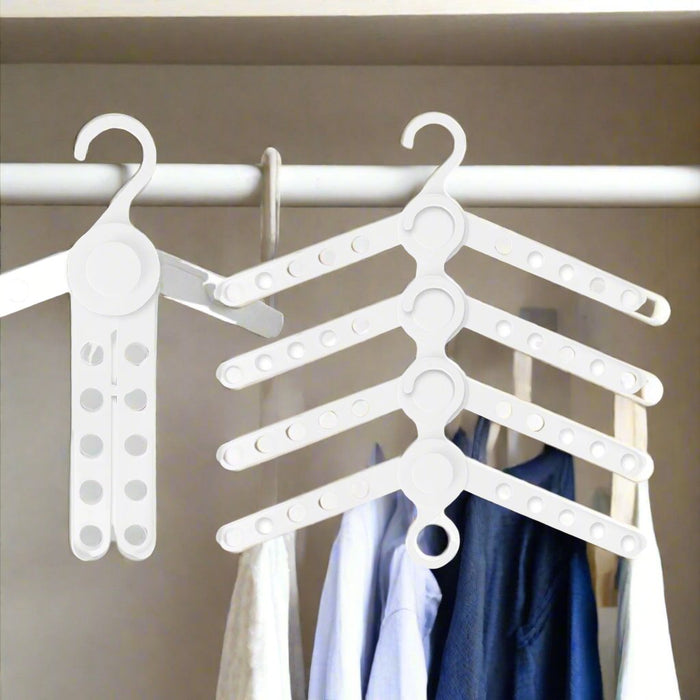 Danoz Home - 50X Plus Hanger Multiple Clothes Rack Organizer Foldable 10 Holes WHITE