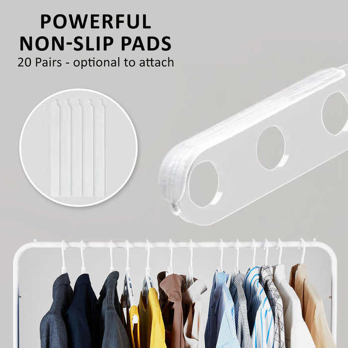 Danoz Home - 50X Plus Hanger Multiple Clothes Rack Organizer Foldable 10 Holes WHITE