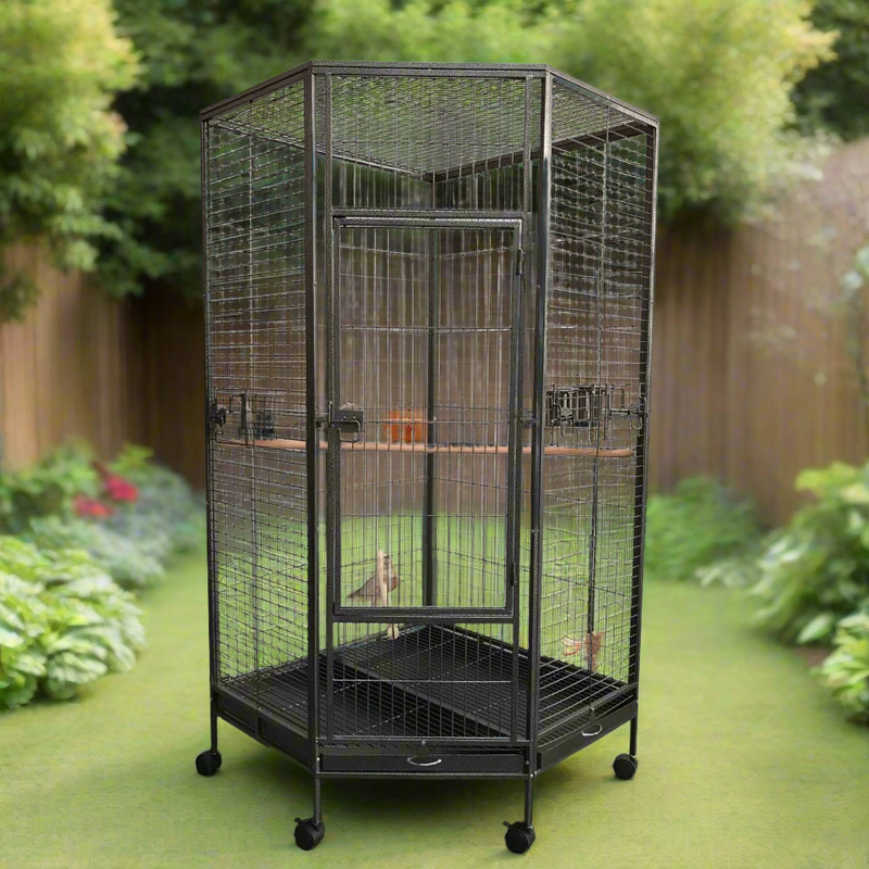 YES4PETS 162cm Large Corner Bird Cage Pet Parrot Aviary Perch Castor Wheel