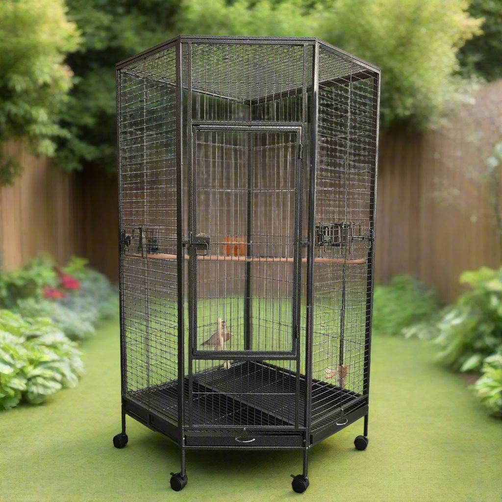 YES4PETS 162cm Large Corner Bird Cage Pet Parrot Aviary Perch Castor W ...