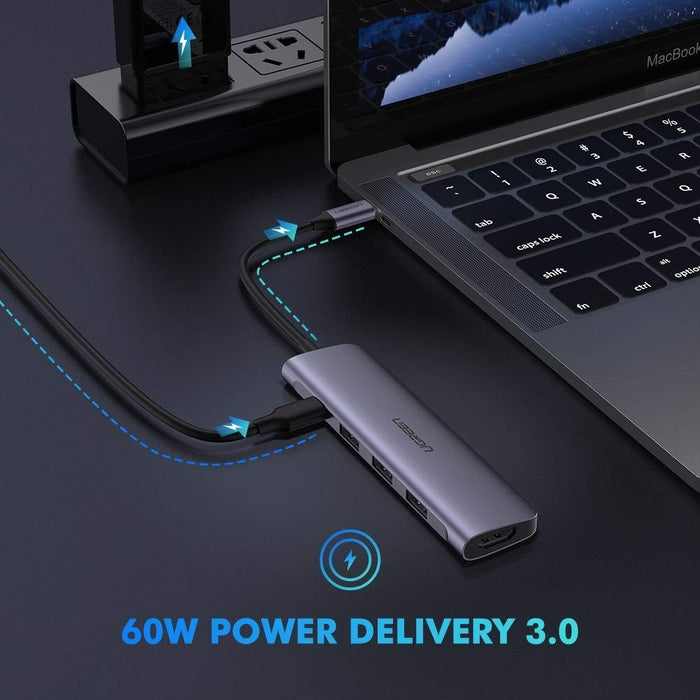 Danoz Computers - UGREEN TypeC 5 in 1 Adaptor - HDMI + USB 3.0*3 + TypeC PD Power Converter (50209)