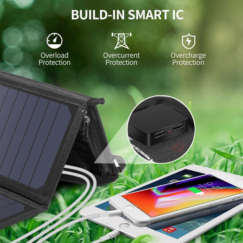 Danoz Direct - 19W Portable Solar Panel Charger SunPower Panels Dual USB Charger for Camping/RV/Outdoors