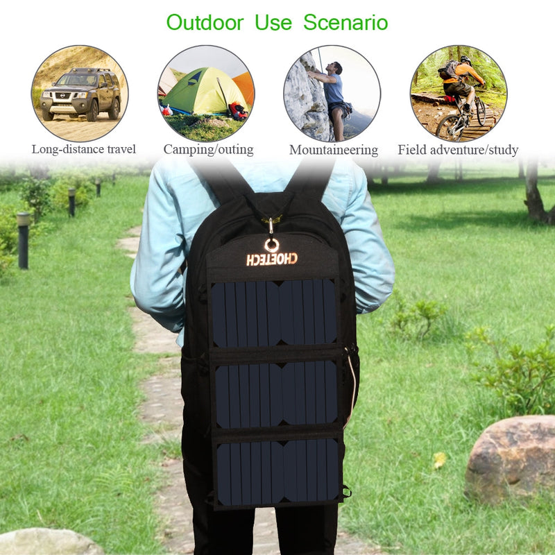 Danoz Direct - 19W Portable Solar Panel Charger SunPower Panels Dual USB Charger for Camping/RV/Outdoors