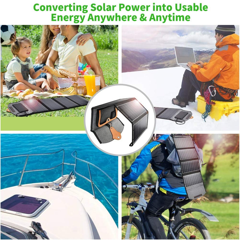 Danoz Direct - 22W Portable Waterproof Foldable Solar Panel Charger (Dual USB Ports)