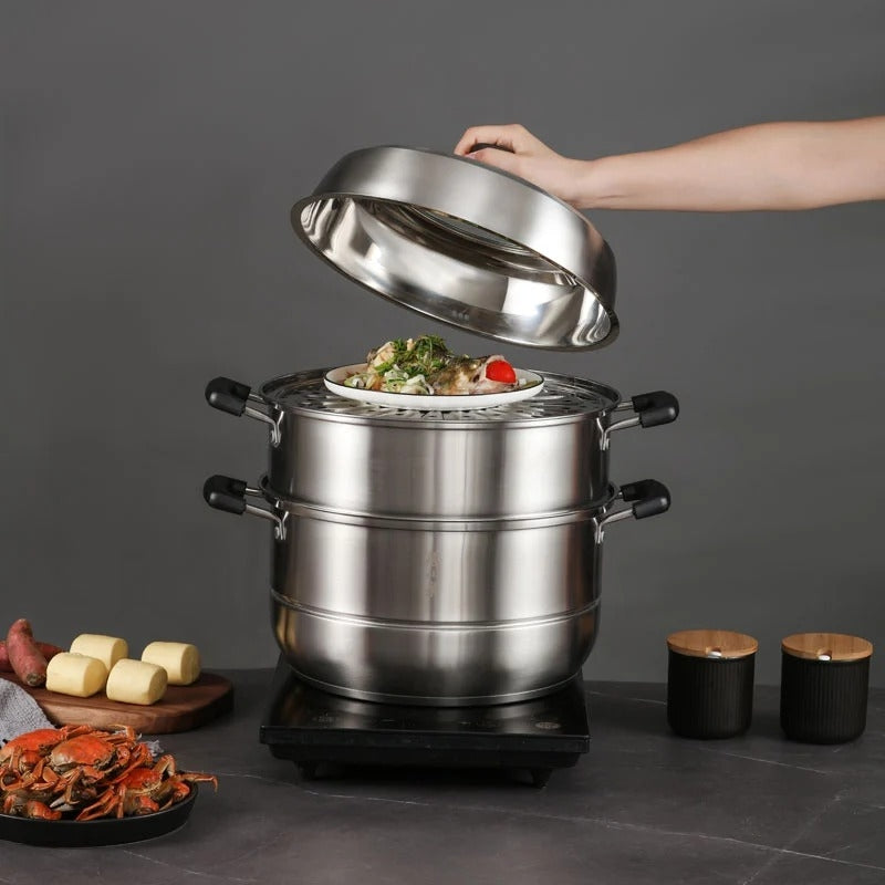 Introducing the Danoz Direct - Zhang Xiao Quan 28cm 3-Tier Steamer! Experience the convenience and health benefits of steaming