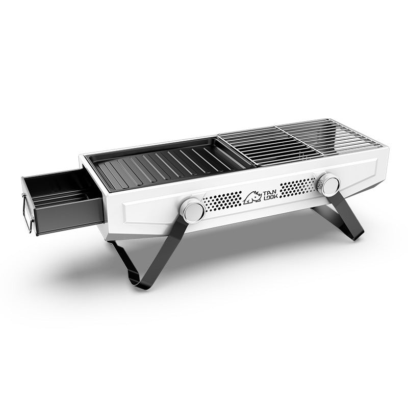 Danoz Outdoors - Foldable Portable Charcoal Frying Grill Grilling Outdoor Tabletop BBQ Grill For Camping Hiking Picnics