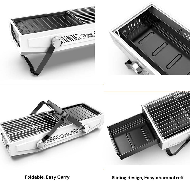 Danoz Outdoors - Foldable Portable Charcoal Frying Grill Grilling Outdoor Tabletop BBQ Grill For Camping Hiking Picnics