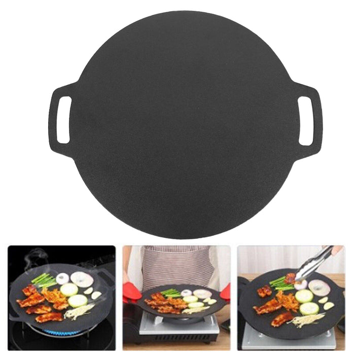 Danoz Kitchen - 28cm Seasoned Cast Iron Induction Crepes Pan Baking Pancake Tool Pizza Bakeware