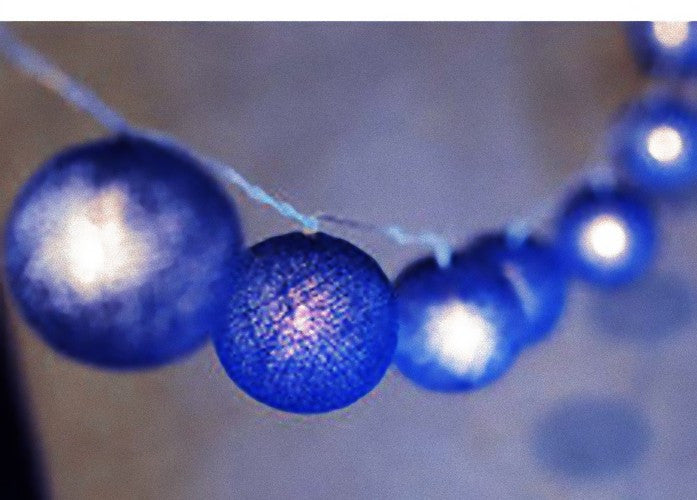 Danoz Xmas - 50 Ball Dark Blue LONG 5m String Light Battery Box 5cm Cotton Ball  Christmas Birthday Boy Special Occasion Decoration