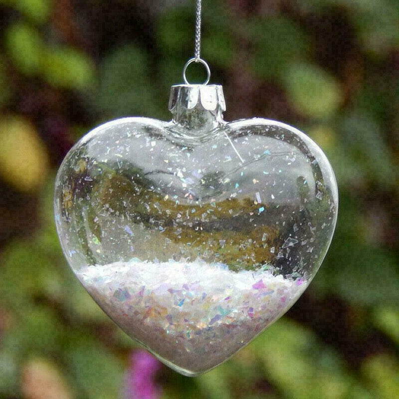 Danoz Xmas - 5 Pack Iridescent Glass Heart Ornaments Fillable Baubles for Christmas Party Wedding DIY Craft Decorations