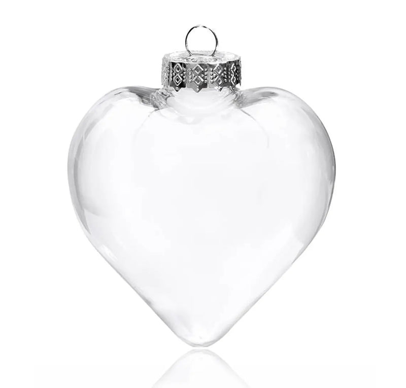 Danoz Xmas - 5 Pack Iridescent Glass Heart Ornaments Fillable Baubles for Christmas Party Wedding DIY Craft Decorations