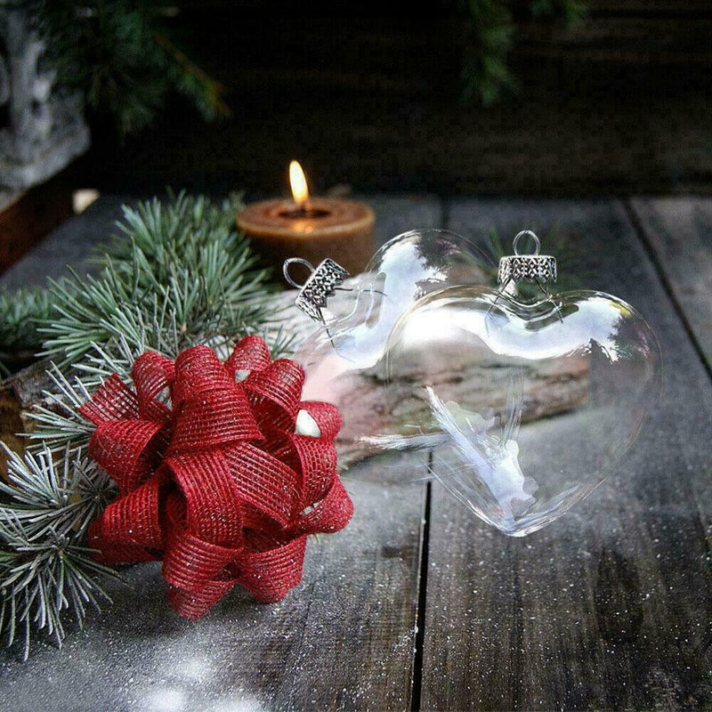 Danoz Xmas - 5 Pack Iridescent Glass Heart Ornaments Fillable Baubles for Christmas Party Wedding DIY Craft Decorations