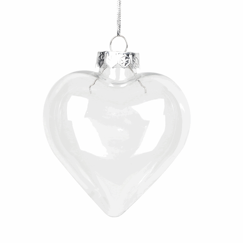 Danoz Xmas - 50 Pack Iridescent Glass Heart Ornaments Fillable Baubles for Christmas Party Wedding DIY Craft Decorations
