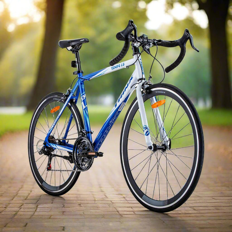 Danoz Sports and Fitness 🚴‍♂️🏋️ Trinx 700C Road Bike TEMPO1.0 Shimano 21 Speed Racing Bicycle 59cm Blue/White