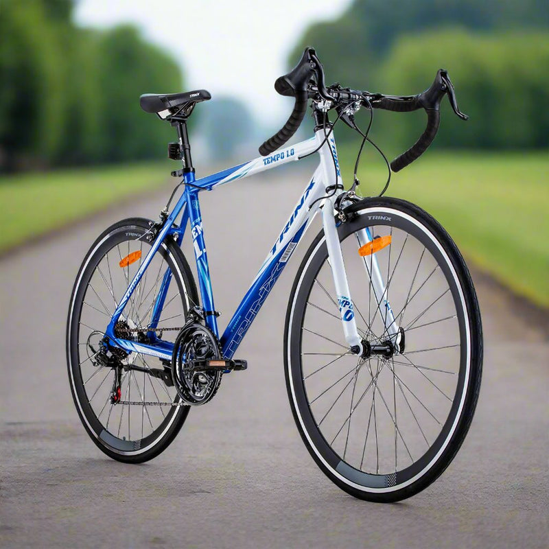 Danoz Sports and Fitness 🚴‍♂️🏋️ Trinx 700C Road Bike TEMPO1.0 Shimano 21 Speed Racing Bicycle 53cm Blue/White