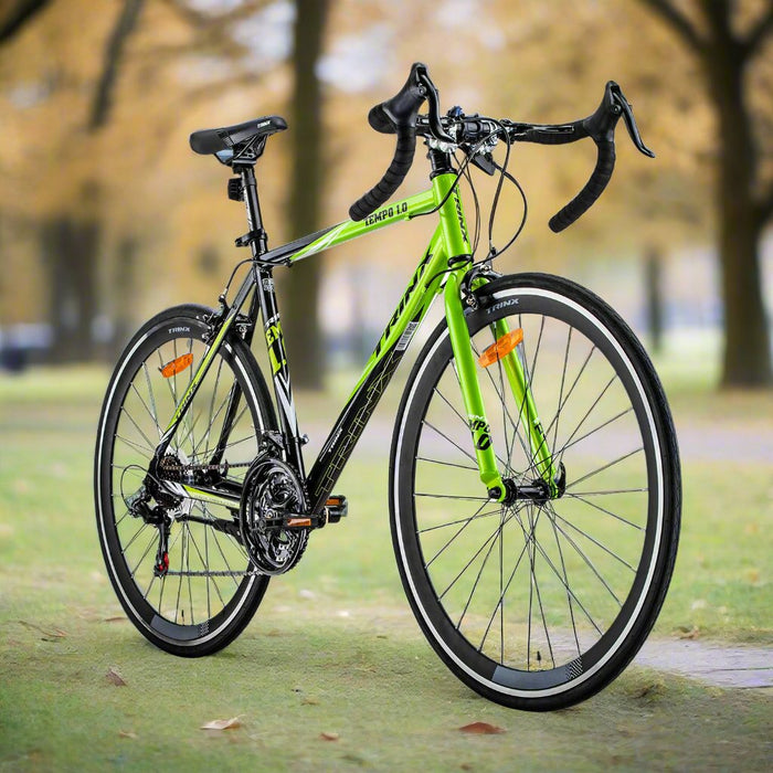 Danoz Sports and Fitness 🚴‍♂️🏋️ Trinx 700C Road Bike TEMPO1.0 Shimano 21 Speed Racing Bicycle 53cm Black/Green - Incl. Delivery