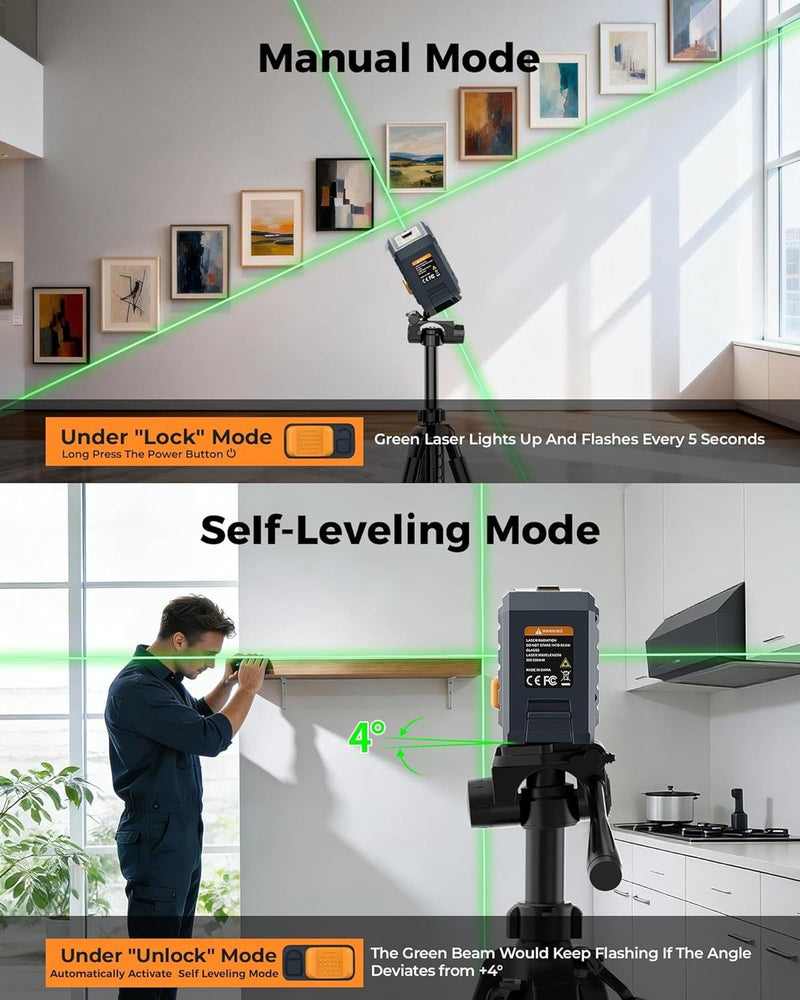 🔧 Danoz ToolSmart | CIGMAN Green Laser Level | 100ft Self-Leveling | ±0.3mm Accuracy | Magnetic Bracket | DIY & Home Reno
