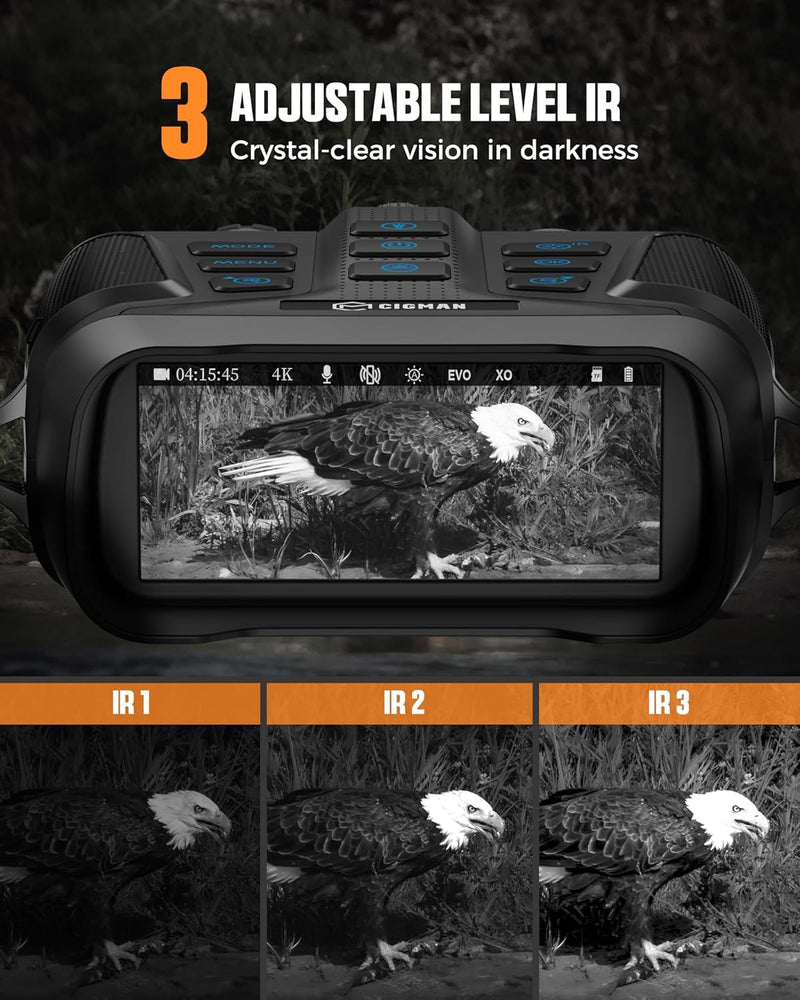 🔭 Danoz NightSmart | CIGMAN 4K Night Vision Binoculars | 58MP | 600m Range | 3.99" HD Display | 5000mAh | IP65 | 32GB Included