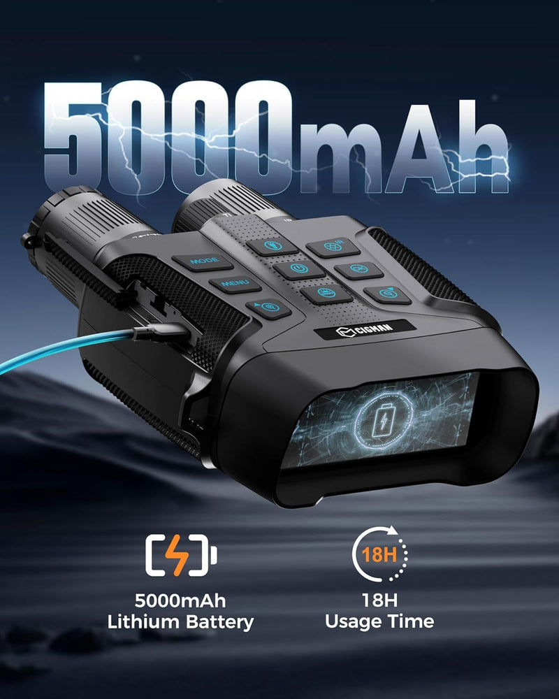 🔭 Danoz NightSmart | CIGMAN 4K Night Vision Binoculars | 58MP | 600m Range | 3.99" HD Display | 5000mAh | IP65 | 32GB Included