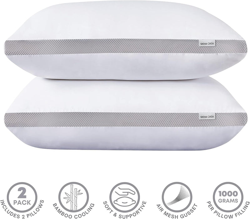 Danoz Beddings - Bamboo Cooling Pillows - 2 Pack - Luxury Plush Down-Like pillows - Super Deal!