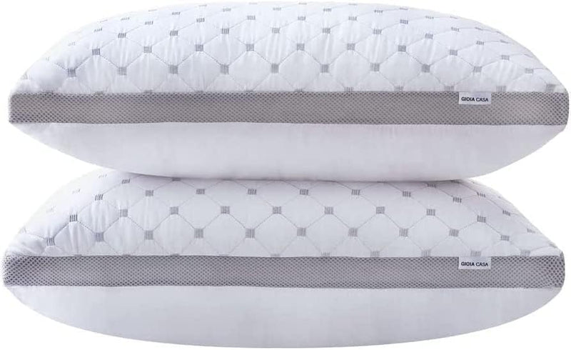 Danoz Pillows - Gioia Casa Premium Bamboo Cooling, Buy 1 Get 1 More! Plush Down-Like Pillows - with Free 2 Quilted Pillow Protectors