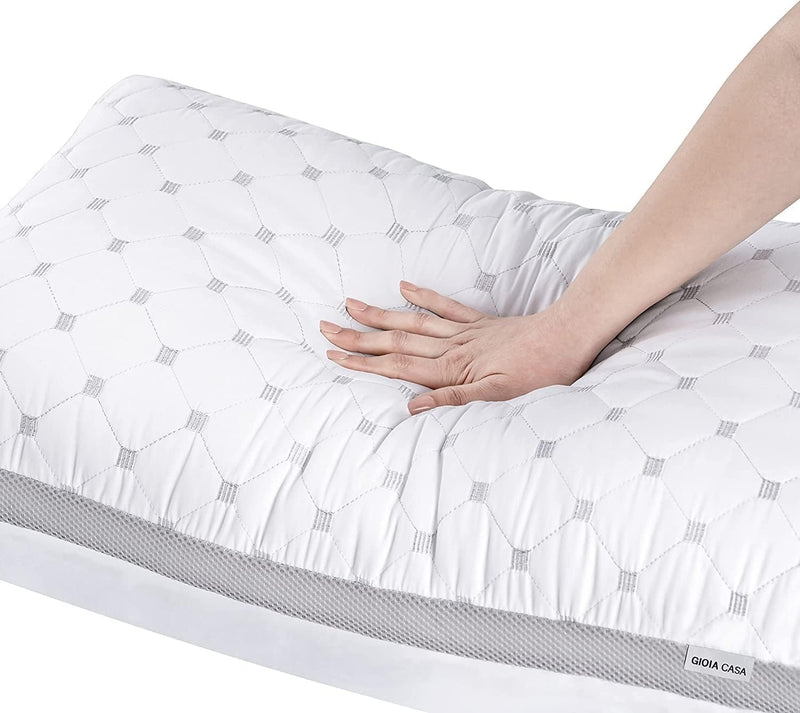 Danoz Pillows - Gioia Casa Premium Bamboo Cooling, Buy 1 Get 1 More! Plush Down-Like Pillows - with Free 2 Quilted Pillow Protectors