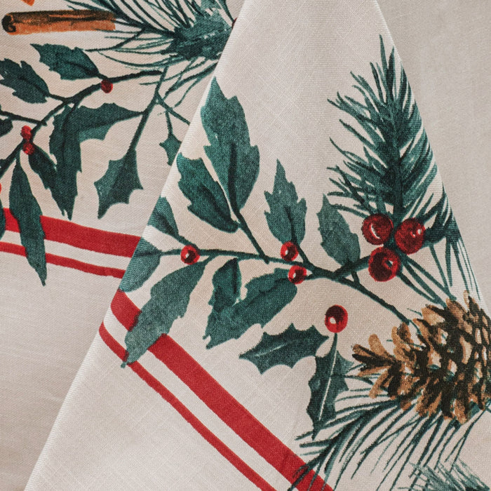 Danoz Xmas🎅 Ladelle 100% Cotton Evergreen Festive Christmas Holiday Tablecloth 150 x 230 cm