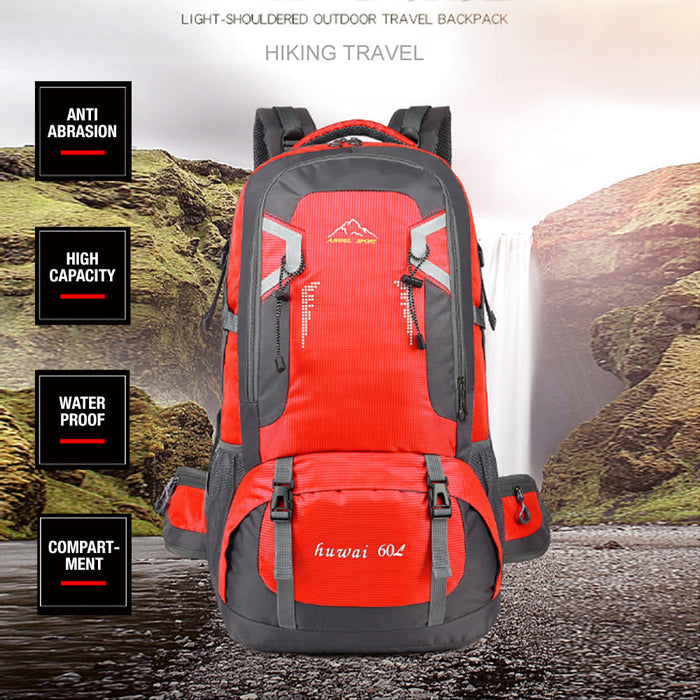 Danoz Camping - 60L Waterproof Outdoor Hiking Backpack Camping Outdoor Trekking Bag(Red)