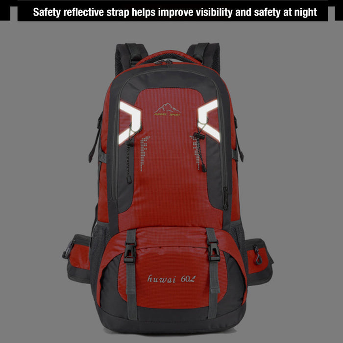 Danoz Camping - 60L Waterproof Outdoor Hiking Backpack Camping Outdoor Trekking Bag(Red)