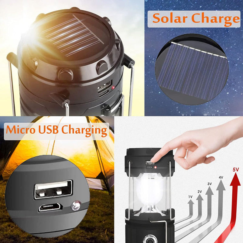 Danoz Camping⛺ LED Camping Lamp Solar Powered Rechargeable USB Torch Waterproof Emergency Light Lantern