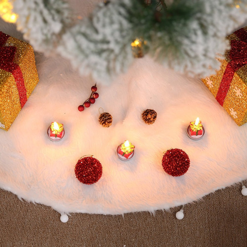 Danoz Xmas🎅 60/78/90/122cm Christmas Snow Plush Tree Skirt Xmas Base Floor Mat Cover Decor, 122cm (48")