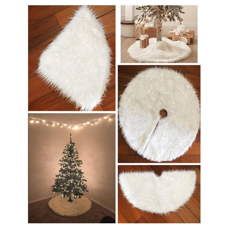 Danoz Xmas🎅 60/78/90/122cm Christmas Snow Plush Tree Skirt Xmas Base Floor Mat Cover Decor, 122cm (48")
