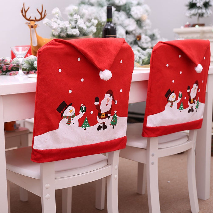 Danoz Xmas🎅 6-10x Christmas Santa Hat Chair Covers Table Cloth Dinner Home Décor Ornaments, 10PCS Chair Covers