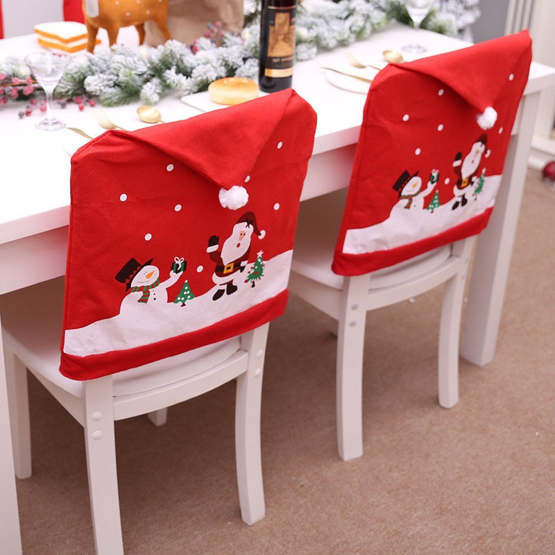 Danoz Xmas🎅 6-10x Christmas Santa Hat Chair Covers Table Cloth Dinner Home Décor Ornaments, 10PCS Chair Covers