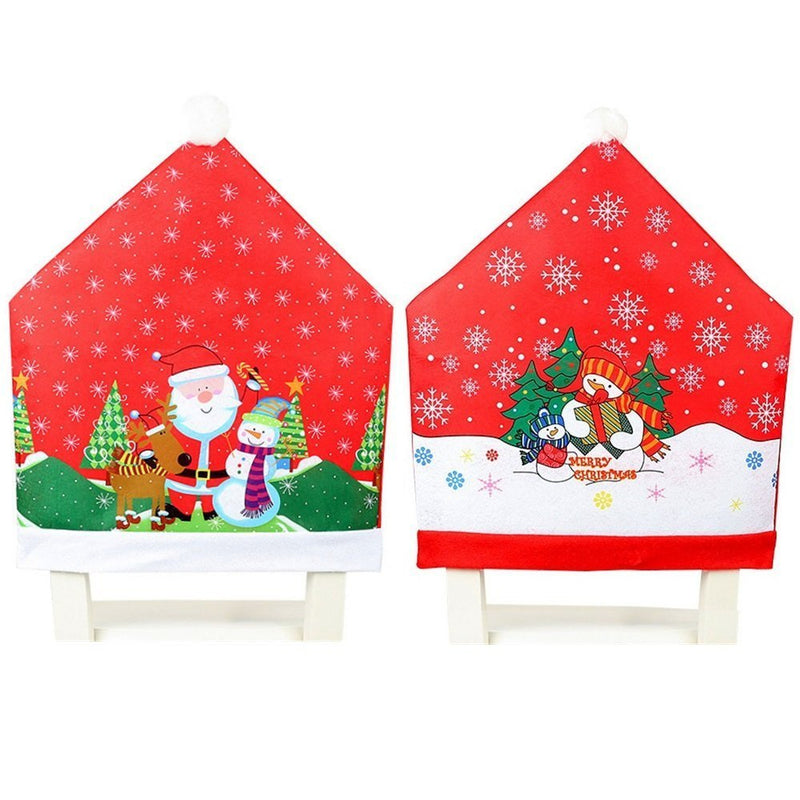 Danoz Xmas🎅 10x Christmas Chair Covers Dinner Table Santa Hat Snowman Home Décor Ornaments, Snowman (10 Chair Covers)