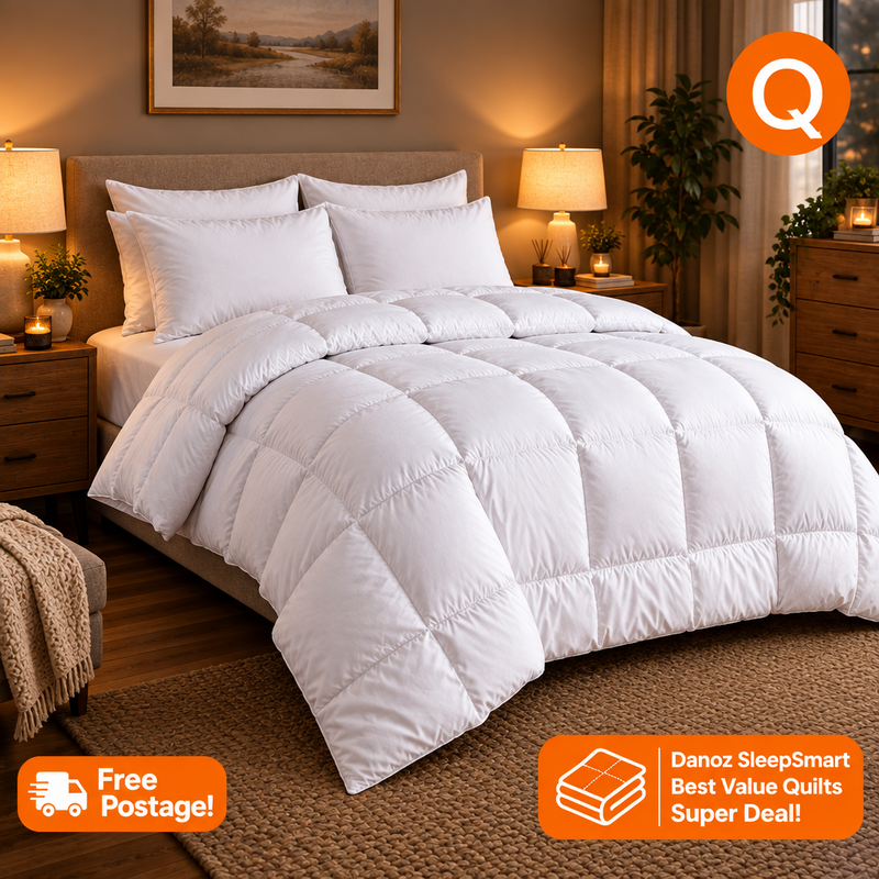 🛌 Danoz SleepSmart | Queen Down Alternative Microfibre Quilt | 500GSM Cosy Polyester Fill | 210 × 210cm | Soft Brushed Cover | Box-Stitch Construction | Machine Washable | Free Postage!