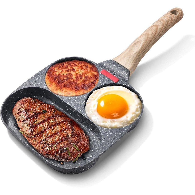 Master breakfast preparation with Danoz CookSmart Nonstick Three-in-One Eggs Frying Pan the versatile kitchen essential that simplifies your morning routine!
