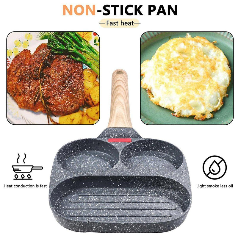 Master breakfast preparation with Danoz CookSmart Nonstick Three-in-One Eggs Frying Pan the versatile kitchen essential that simplifies your morning routine!