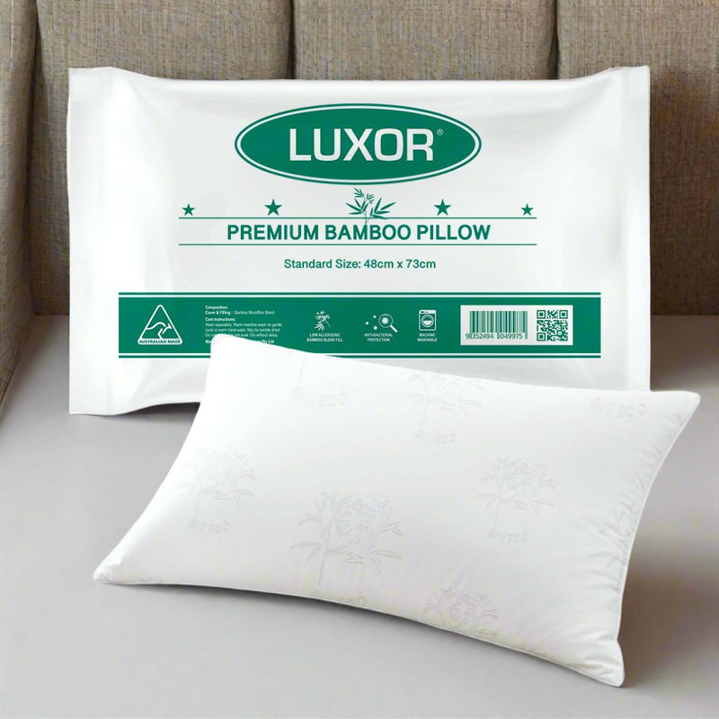 Danoz Bedding - Luxor Australian Made Bamboo Cooling Pillow Standard Size Single Pack