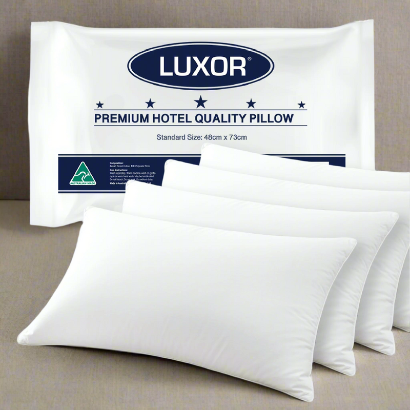 Danoz Bedding - Luxor Australian Made Hotel Quality Pillow Standard Size 4️⃣ Four Pack