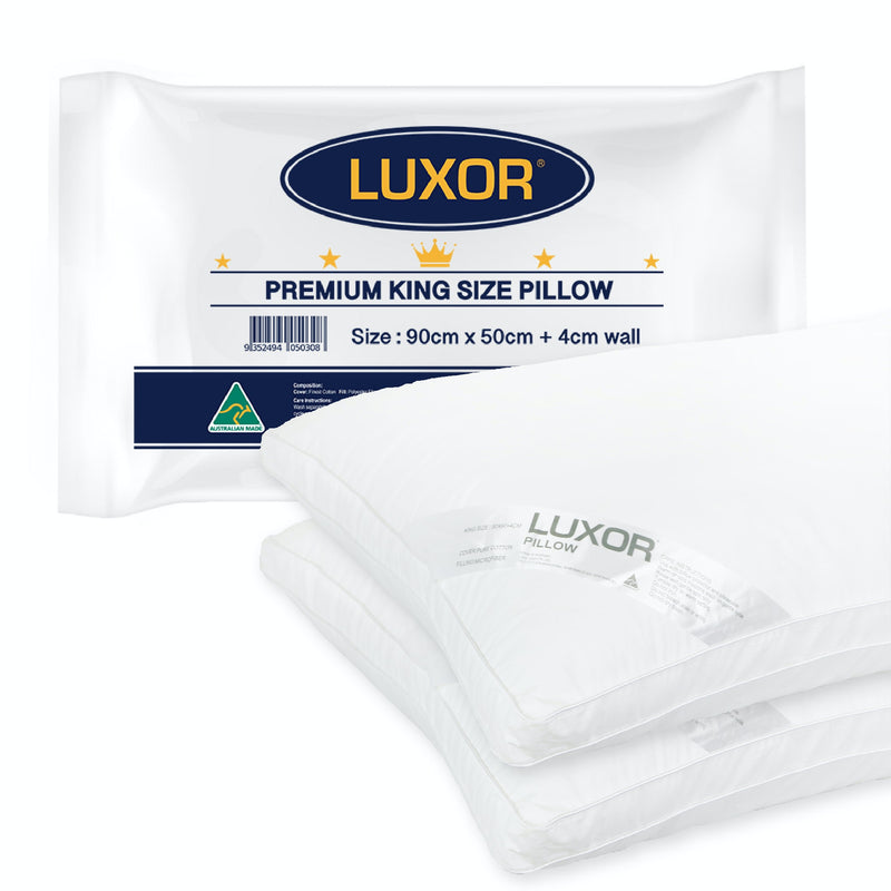 Danoz Bedding - Luxor Australian Made Hotel King Size Pillow with 4cm Wall 2️⃣ Twin Pack