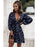 Azura Exchange Dot Print A-Line Dress with Deep V Neck and Balloon Sleeves - L