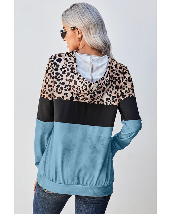 Azura Exchange Leopard Colorblock Hoodie - L